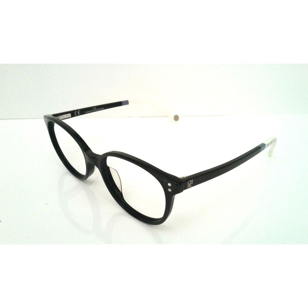 Carolina Herrera VHE612 Black & White Eyeglass Frames Women's Round Cat
